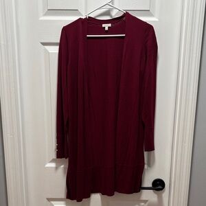 Talbots Deep Red Open Cardigan- has some small signs of wash wear